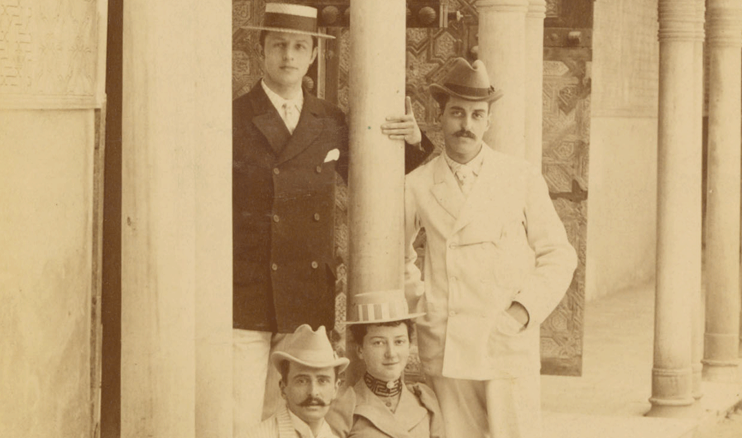 Archival photograph of George Vanderbilt and his cousins traveling in Europe in the late 1800s