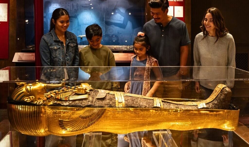 A family enjoys the King Tut exhibition at Biltmore.