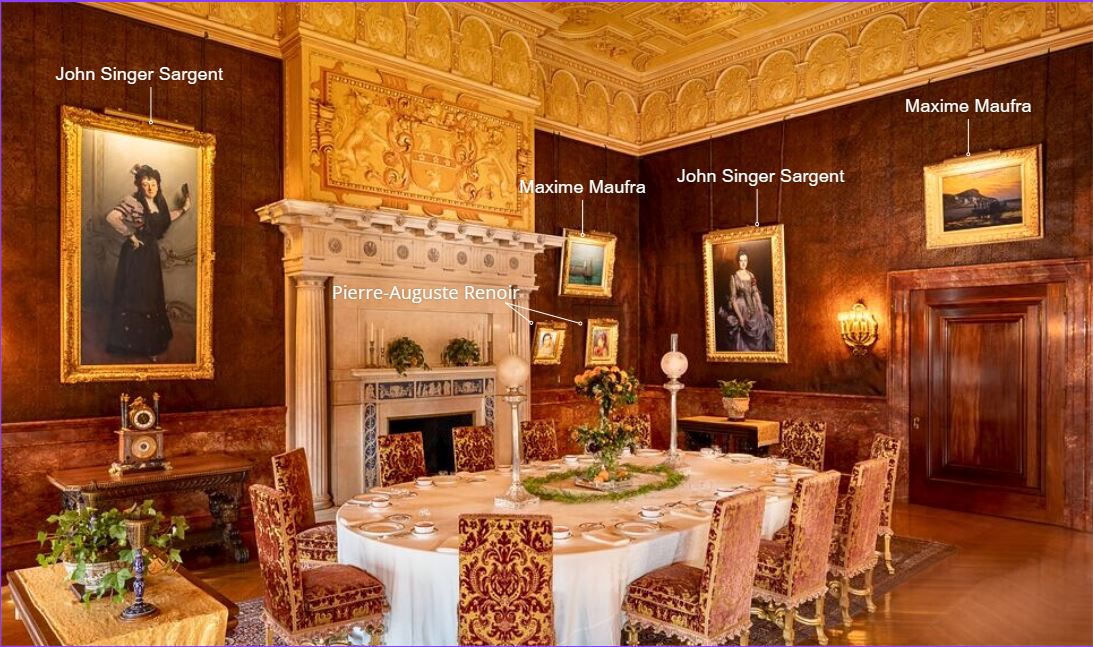Sargent's portraits of George Vanderbilt's cousin and aunt are displayed in the Breakfast Room of Biltmore House.