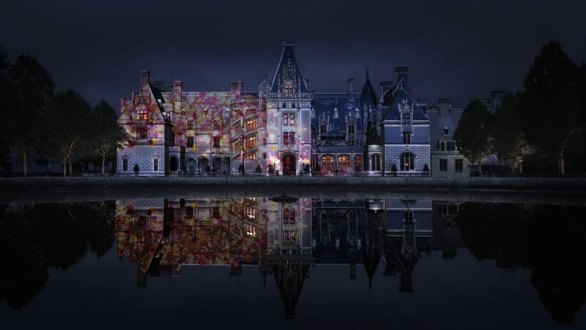 Biltmore House with Luminere Exhibit on facade