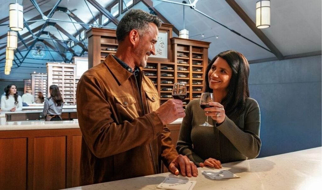 Couple tasting wine at Biltmore Winery