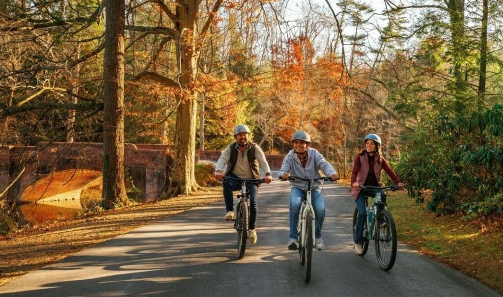 Three people biking at Biltmore