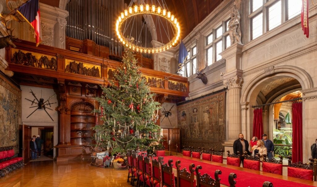 A 35-foot Christmas tree is the highlight of the of Biltmore House Banquet Hall.