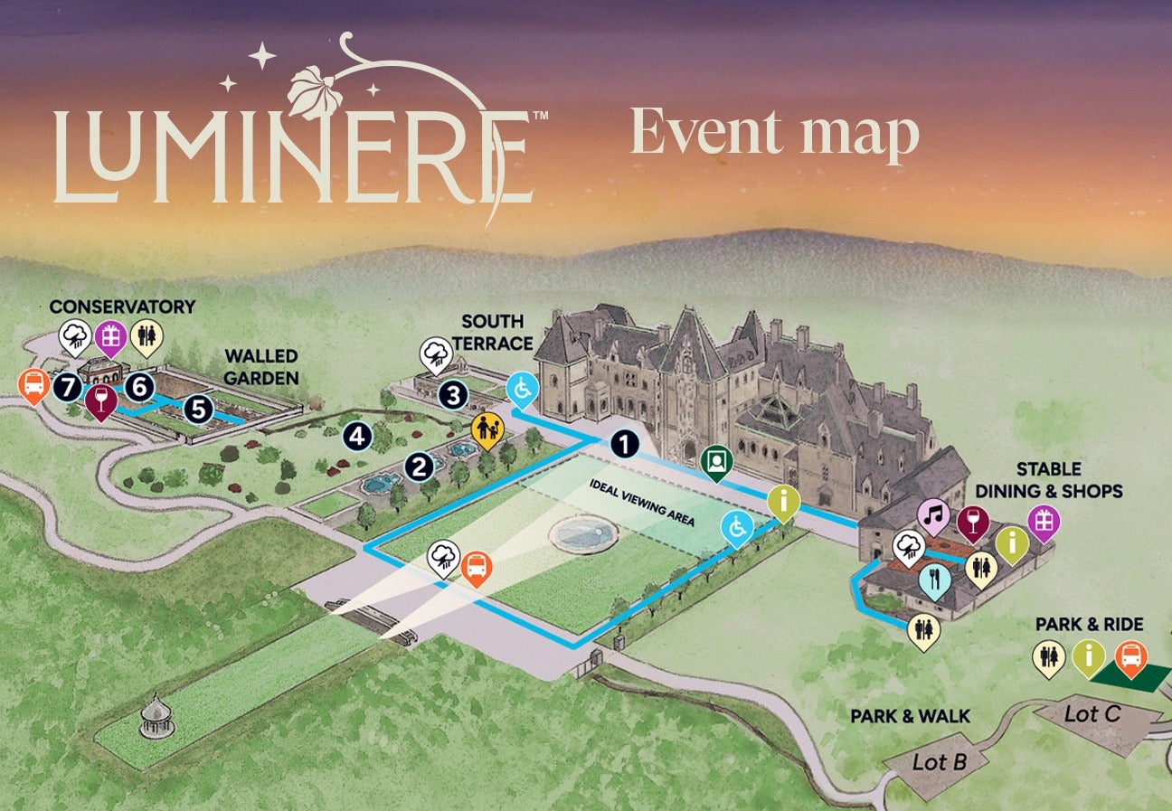 Illustrated map of Biltmore House for Luminere evenings