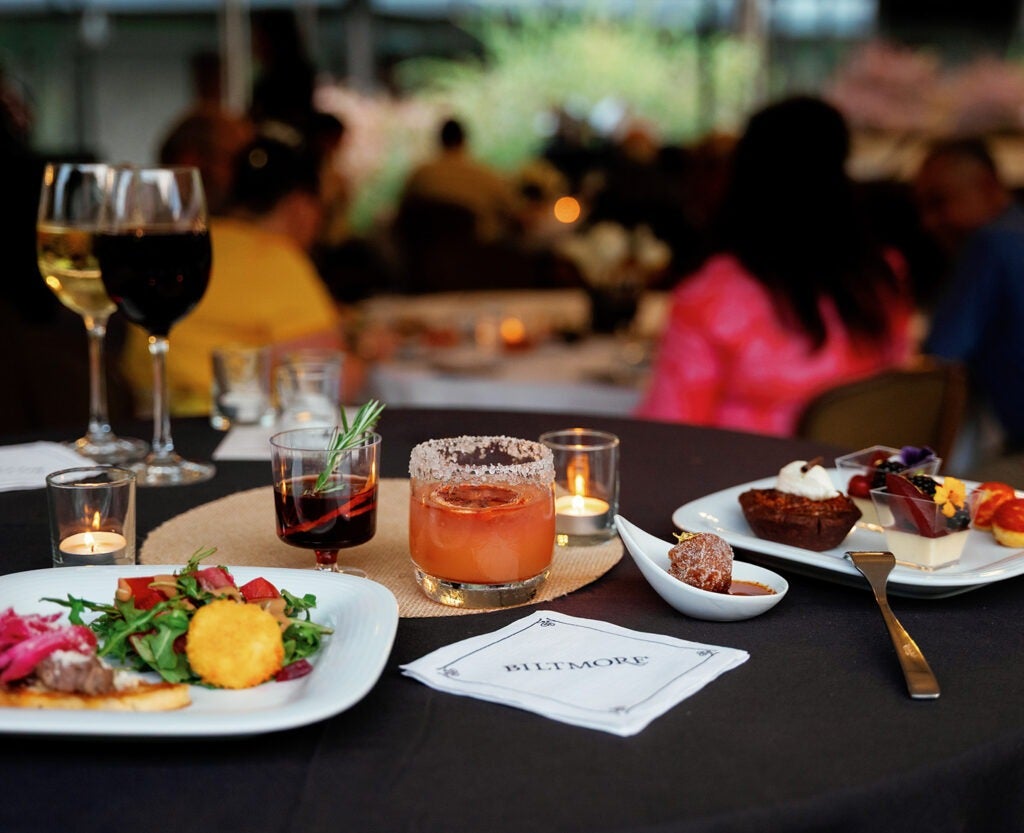 Desserts and drinks on table at exclusive Biltmore dining event