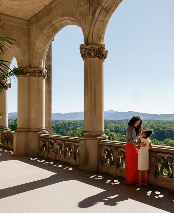 Guests enjoy Biltmore House loggia