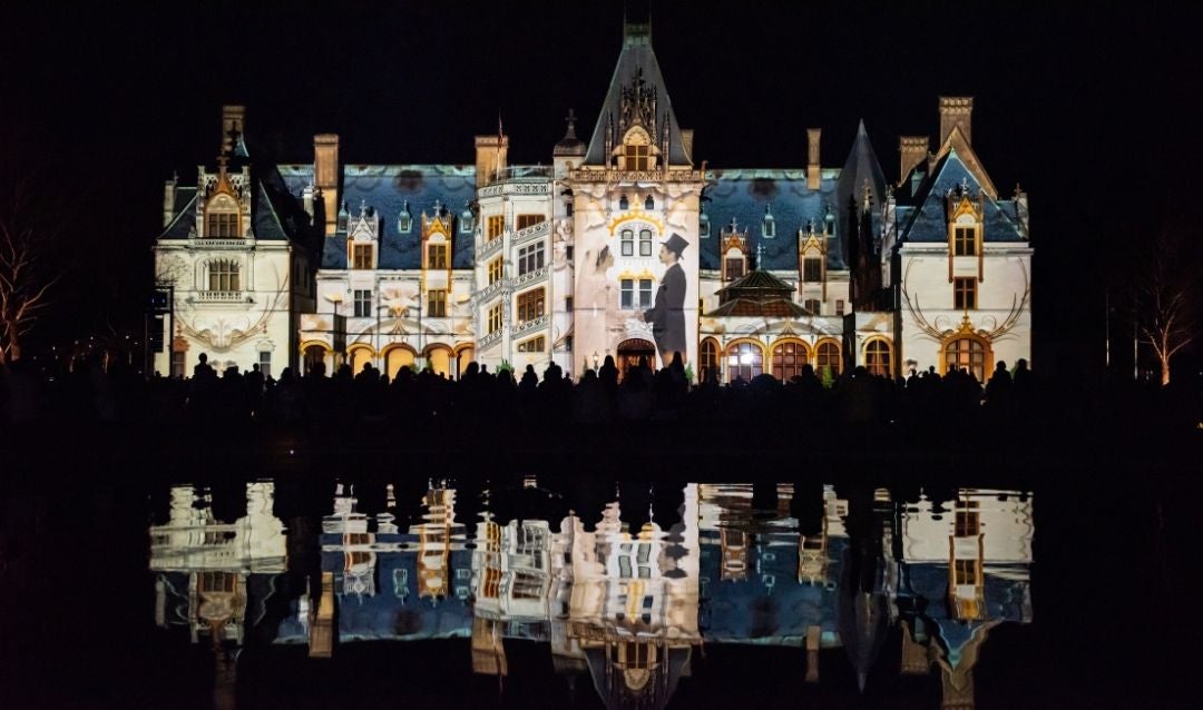 Biltmore House facade during a Luminere evening.