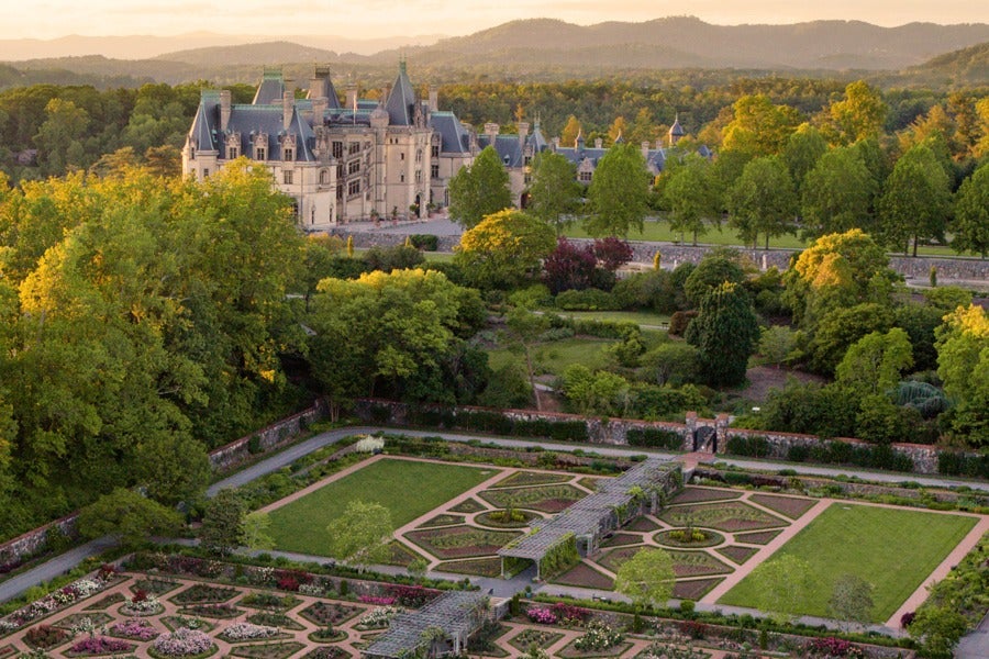 Aerial image of Biltmore House and Grounds