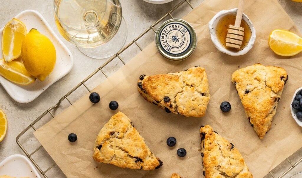 Blueberry scones with Biltmore Grown Honey,