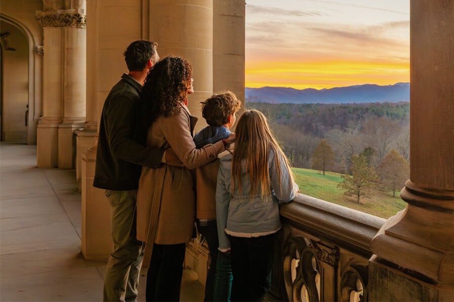 Family enjoys fall views from Biltmore House loggia