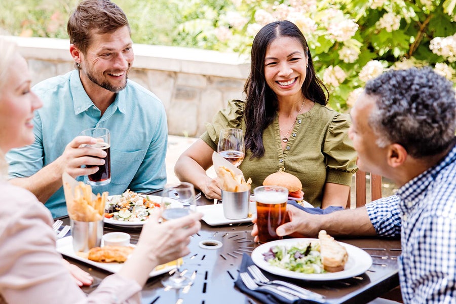 Friends enjoy al fresco dining on Biltmore Estate