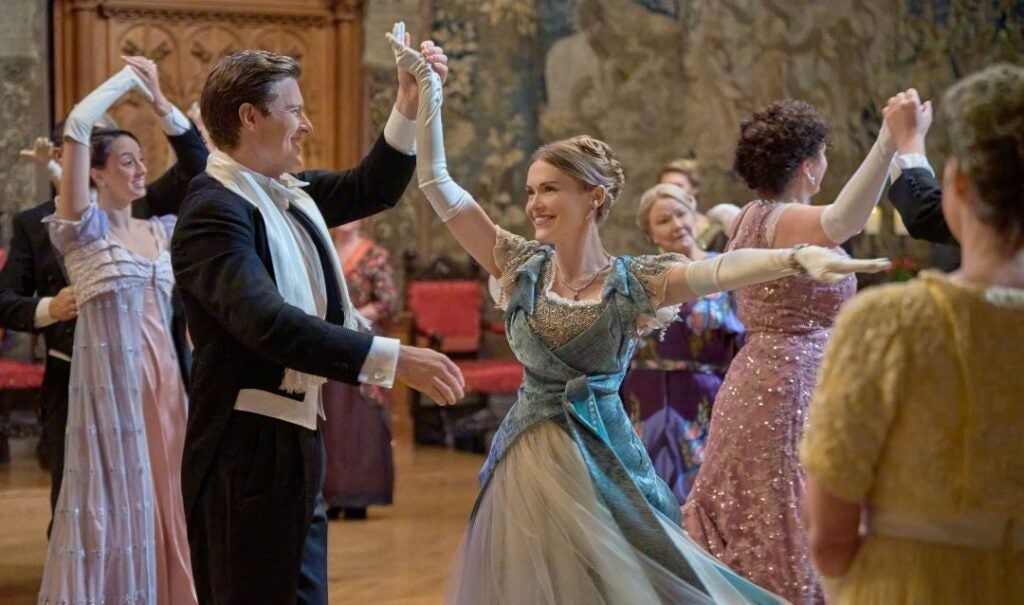 James Travena as James dances with Holland Roden as Elizabeth in 