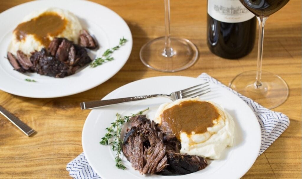 Stable Café pot roast served with Biltmore Estate Winery Cabernet Sauvignon